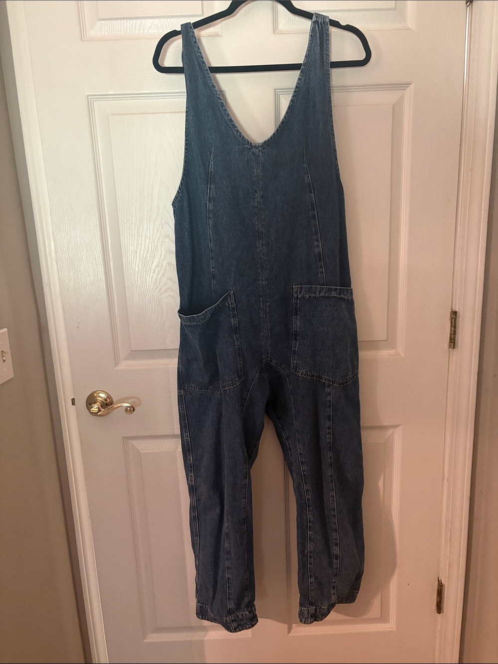 Free People Washed Denim Utility Jumpsuit - Blue